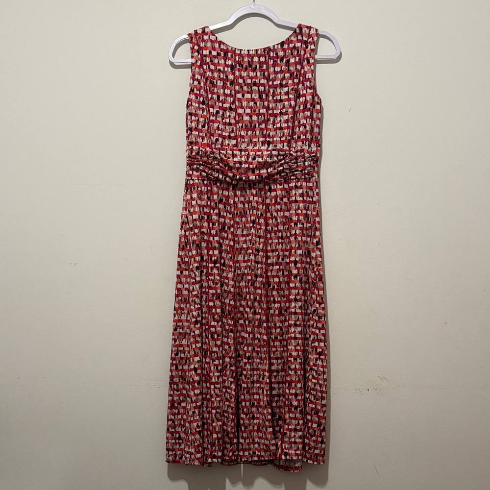 Chic Sleeveless Red and Pink Midi Dress